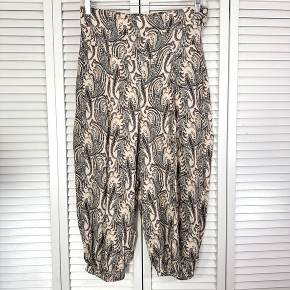 Anthropologie Paisley Harem Balloon Pants High Rise Elastic Hem Size Medium - Picture 2 of 13